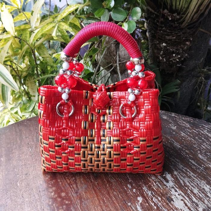 Tas Anyaman Mini Tali Kur Tas Kondangan Wanita Murah