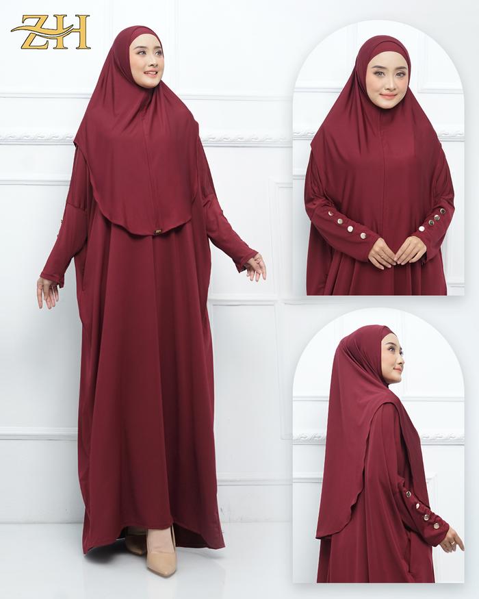 ABAYA SET HIJAB GAMIS JERSEY IMPOR PREMIUM QUALITY DENGAN HADIAH GRATIS ( TUSPIN )
