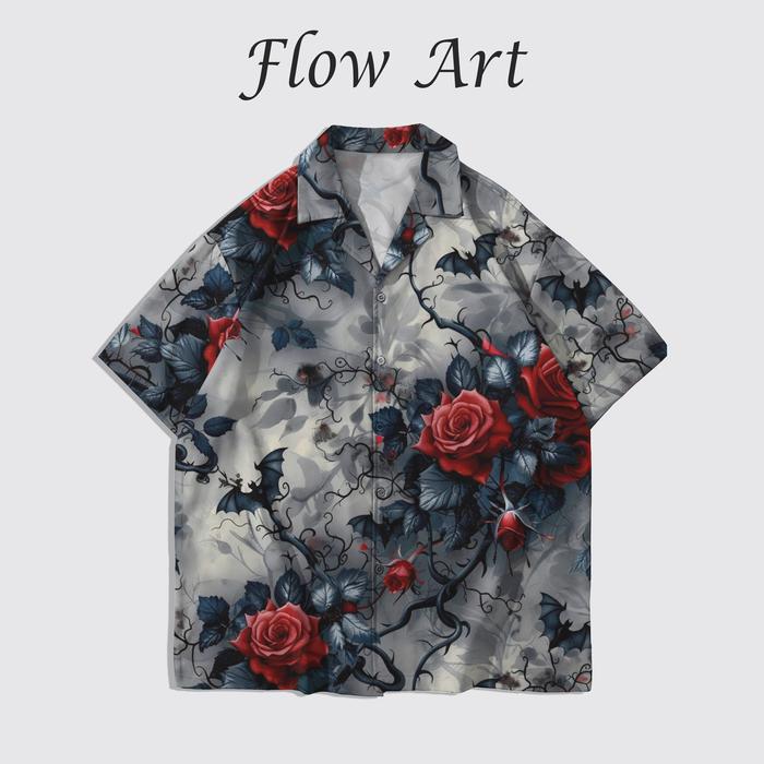 FLOW ART Kemeja Floral Rose Style Fashion Print | FA149