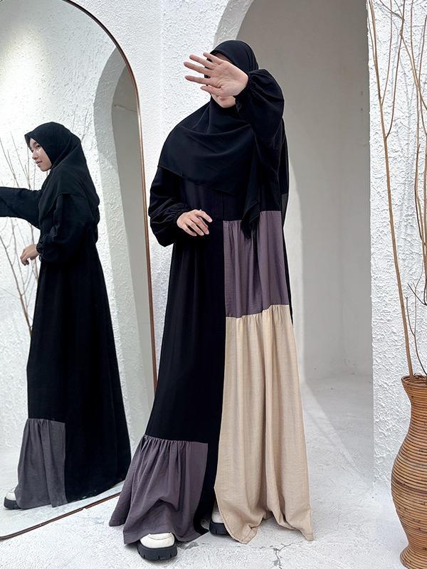 Dmd Apparel - AZZURA LINEN FREE HIJAB ( Basic Dress Muslim Gamis) Nyaman Wudhu