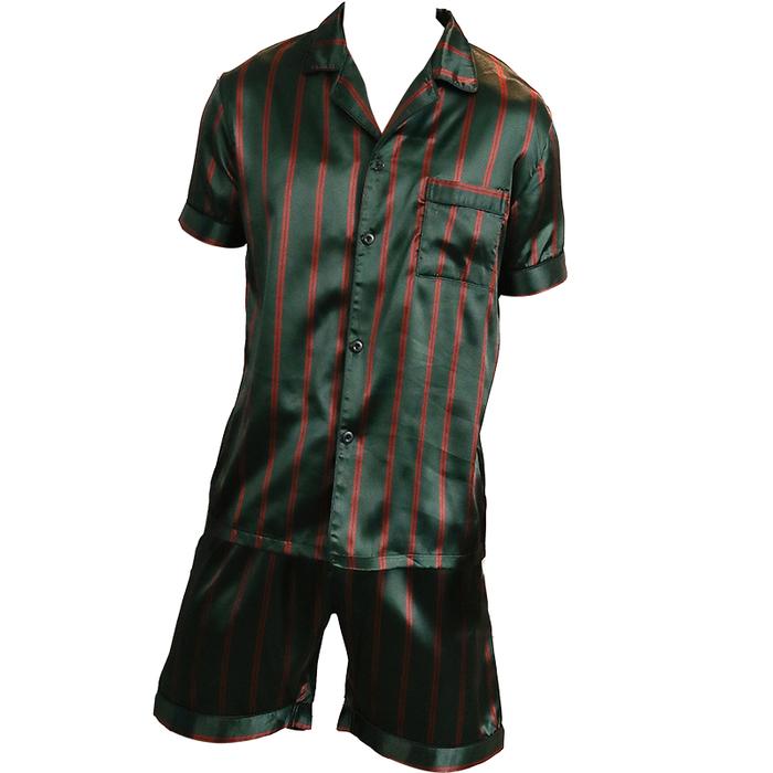 Two piece sets for men's pajamas summer short sleeved shorts striped pattern printed home clothing s