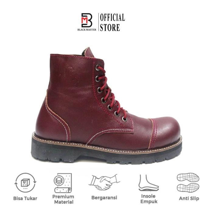 Sepatu pria Boots kulit Black Master Underground Marun Shoes