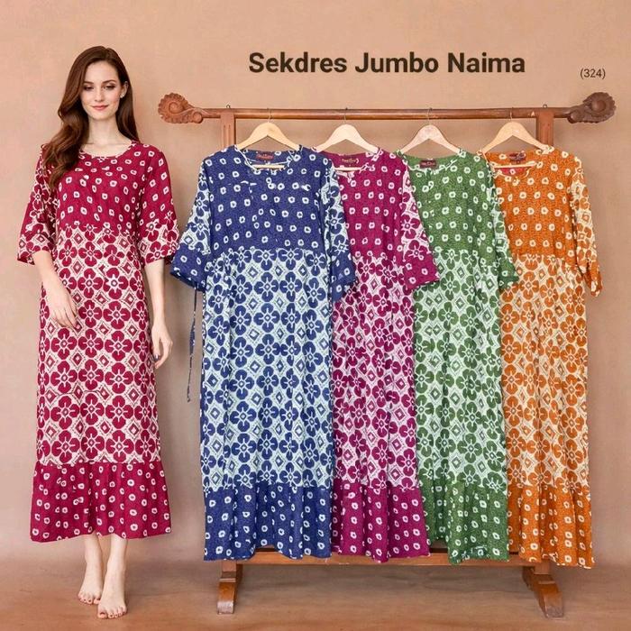 SEKDRES JUMBO NAIMA BY PUTRI DIANA RESLETING BUSUI TALI PINGGANG Panjang Daster Wanita Bumil
