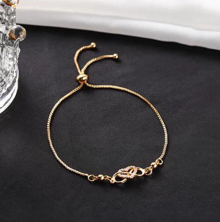 Gelang rantai Titanium  Anti Karat Emas Berlian Cinta love Abadi  Fashion Estetika Korea Perhiasan A