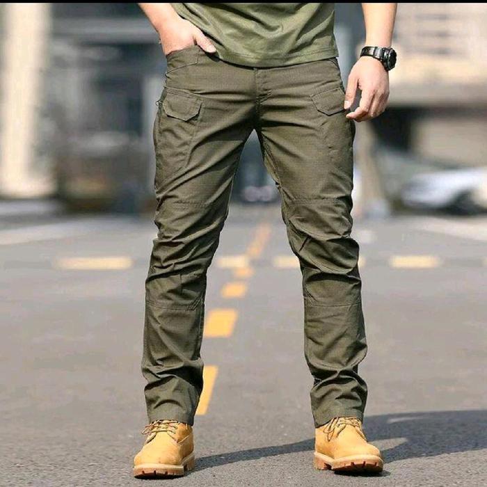 Celana Caergo Tactical Pria Premium Army Black Khaki Grey Cargo Kantong Santai Distro Jogger Loreng 