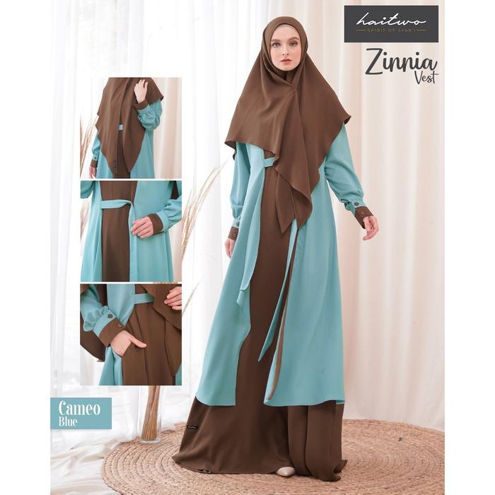 Baru Haitwo Gamis Muslimah Zinia Vest GM 98 Bahan Decent mix Morelli Stretch