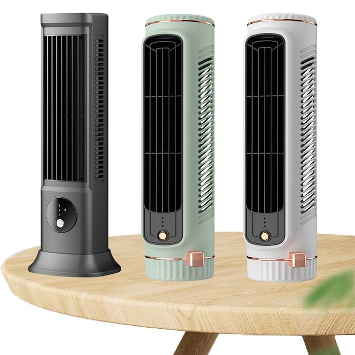Summer Ventilation Fan Desk Tower Fan USB Rechargeable 3 Speeds Quiet Bladeless Fan Portable Tower F
