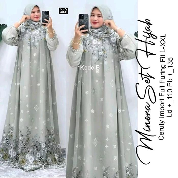 minora set hijab bahan Ceruti ld 110 pb 135 merk dans label