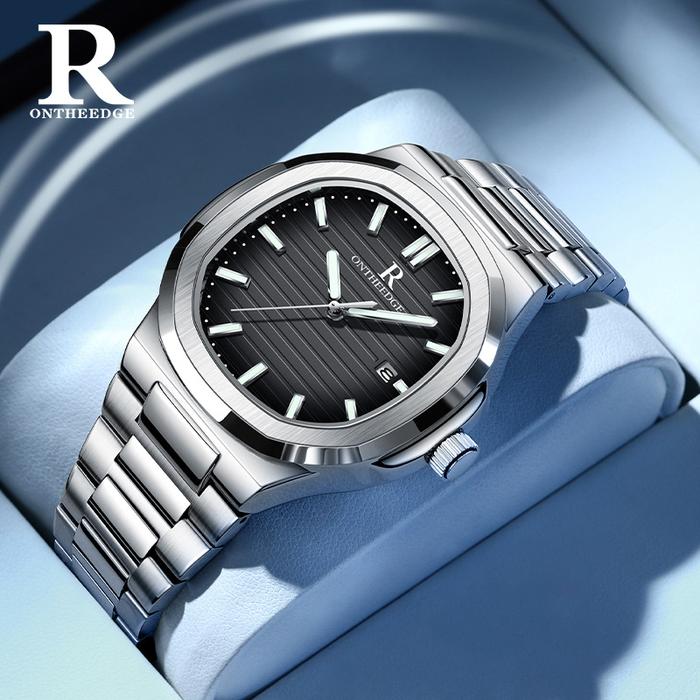ONTHEEDGE Men's Nautilus Style Watch - Mechanical - Like Waterproof Quartz Wristwatch with Luminous