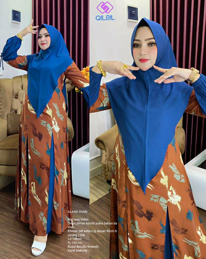 1 Set Gamis Alana Syar'i - Set Pakaian Muslim Wanita Mewah Lebaran