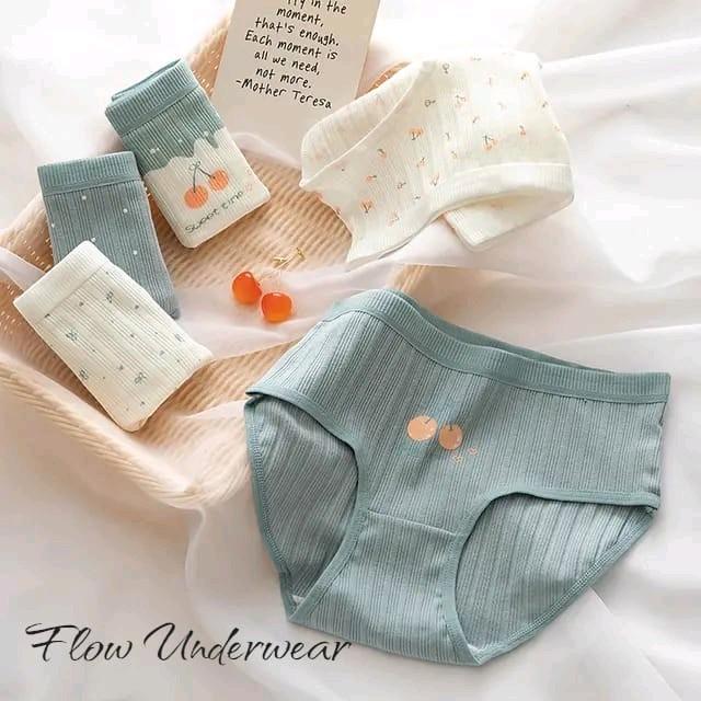 Flow Paket 6 Pcs Celana Dalam Wanita Imut Fashion Korea Casual 06 Cute Underwear - Dewasa, Pendek, W