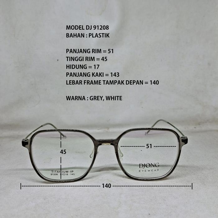 FRAME KACAMATA DJ 91208 PLASTIK PETAK MUKA SEDANG