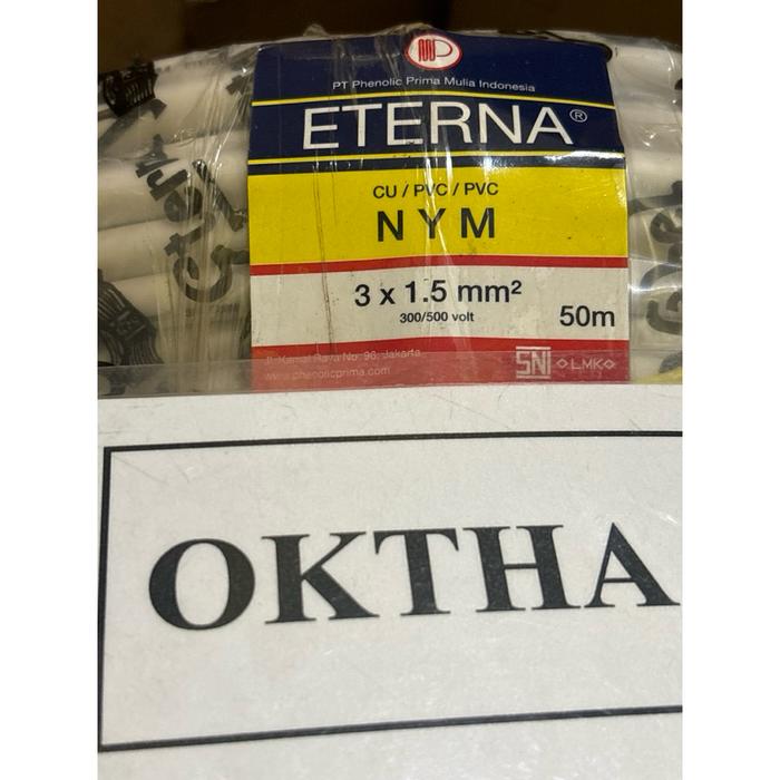 KABEL LISTRIK ETERNA NYM 3X1.5 DIECER PER 1/2 ROLL ATAU 25METER FULL TANPA POTONG