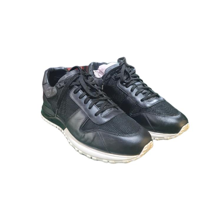 LEPONG RN Sepatu Kasual Sport Kulit Sapi Asli Kombinasi Kanvas Gaya Trendi untuk Pria Modern