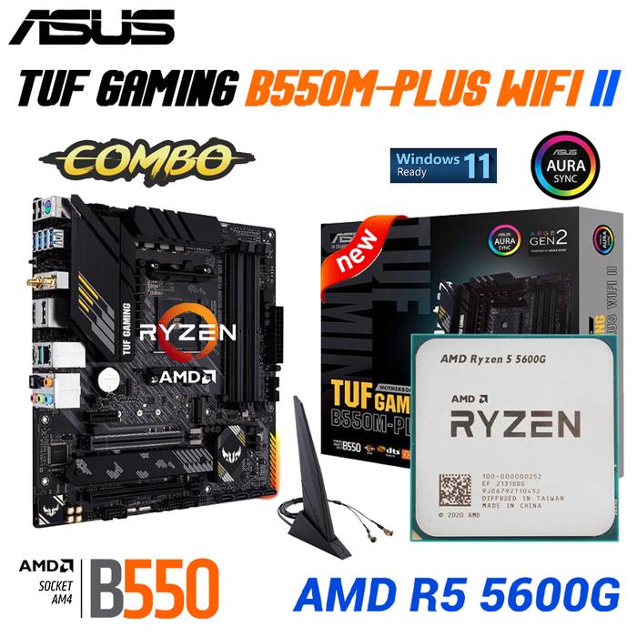 ASUS New TUF B550M PLUS WIFI II Motherboard + AMD Ryzen 5 5600G CPU