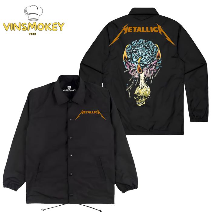 Vinsmokey Tees JAKET COACH Band METALLICA | Jaket Parasut Taslan Hitam