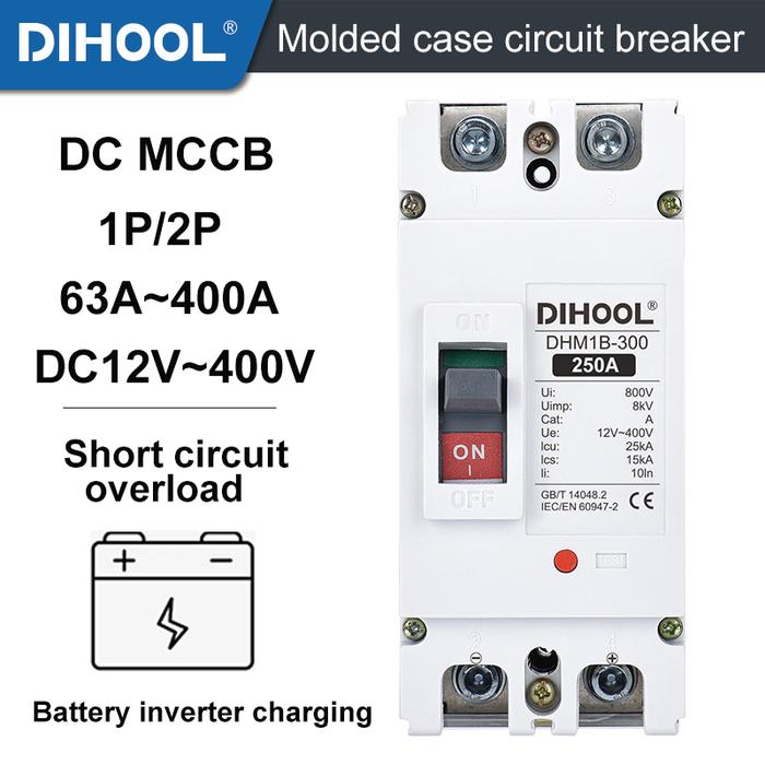 DC MCCB 12V 24V 48V 72V 100A 125A 250A Moulded Case Circuit Breaker