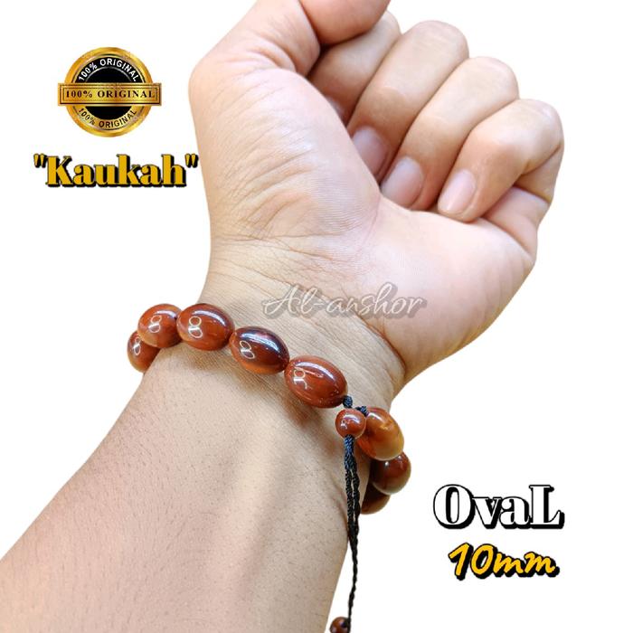 Gelang Kayu Kaokah Kokka Motif Oval Coklat 10mm Asli - Bracelets wapak gelang Elegan