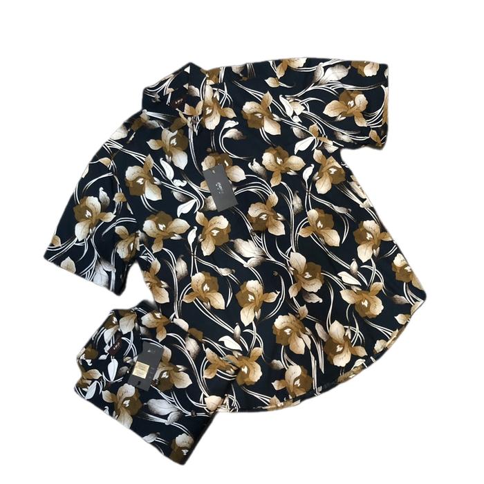 Kemeja LR2 motif kemeja pria kemeja motif Baju Katun Cowok Pendek Dewasa Casual Atasan