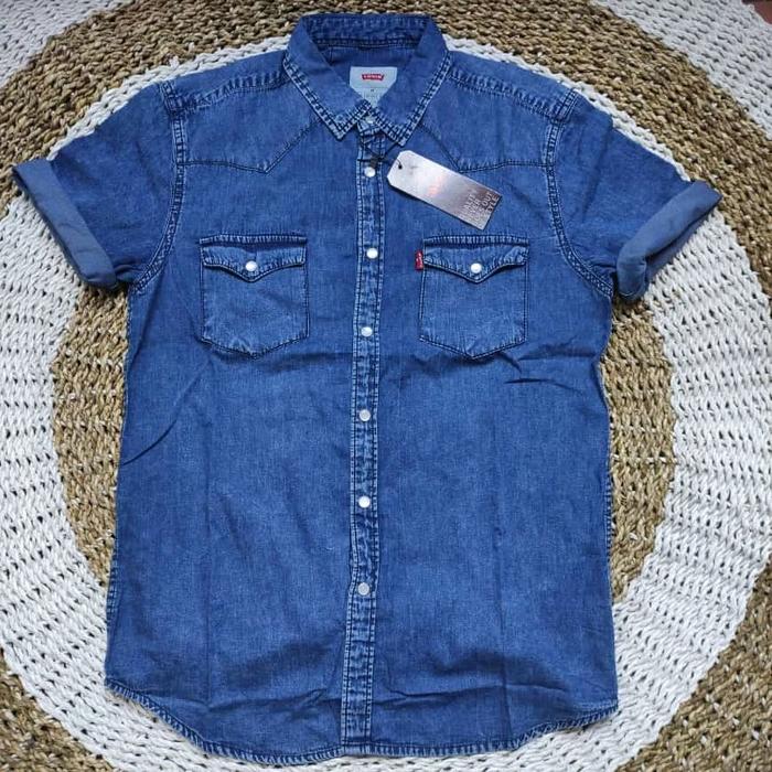 COD/KEMEJA DENIM PENDEK PRIA/KEMEJA DENIM PRIA/KEMEJA PENDEK/DENIM PENDEK PRIA/KEMEJALEVIS PENDEK CO