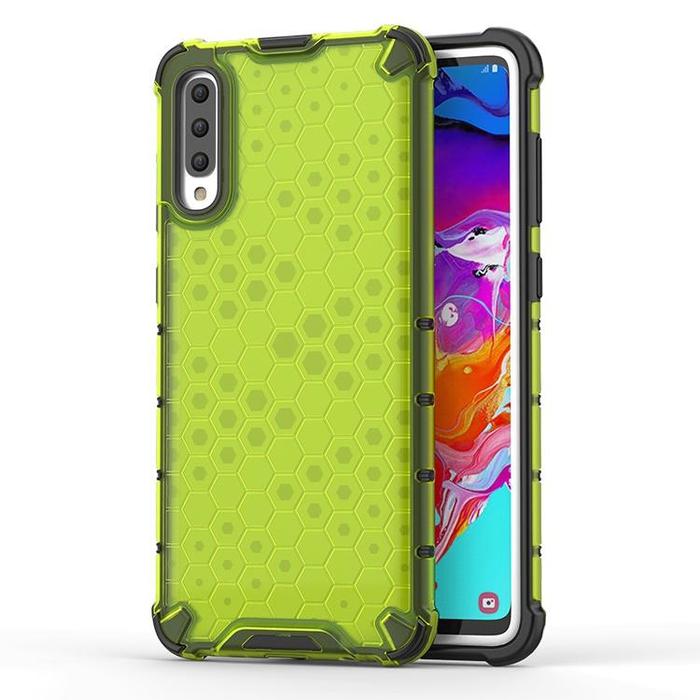 Samsung A70 - Honeycomb Hybrid Rugged Clear Armor Case Shockproof