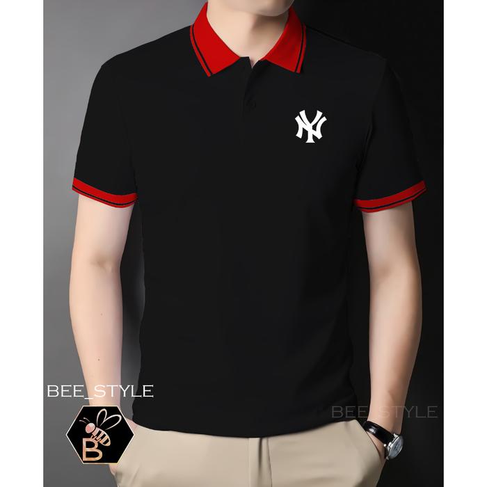Kaos Kerah Kombi Logo NY / Kaos Pria Logo NY / Polo Shirt Kerah Kombi / Kaos Polo Pria Kerah Kombi