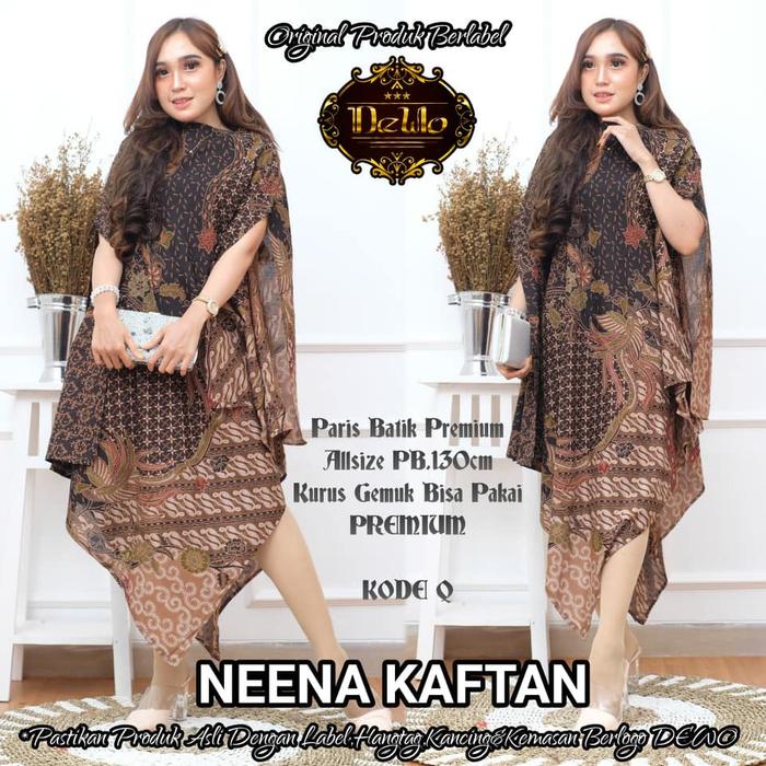 COD Kaftan Batik ASIMETRIS Neena CENDRA SOGAN / Dress Batik Solo / Baju kondangan wanita / Kaftan Ba