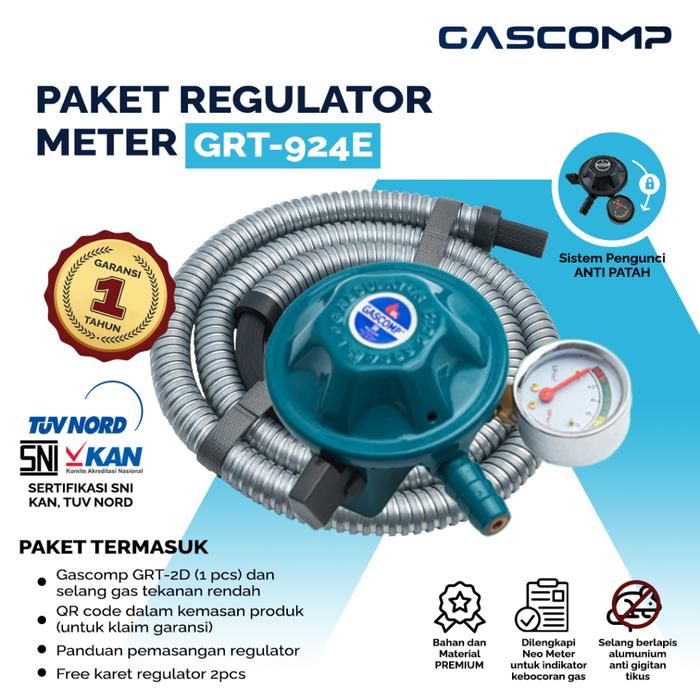 GASCOMP - PAKET REGULATOR METER (GRT-924E) REGULATOR GAS AMAN REGULATOR GAS ANTI BOCOR REGULATOR GAS
