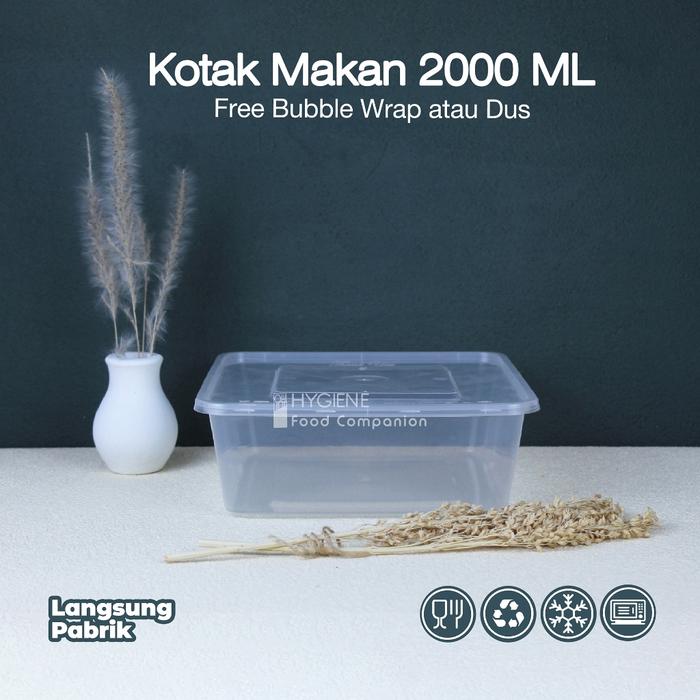 READY Thinwall 2000 ML Persegi / Kotak Makan Plastik