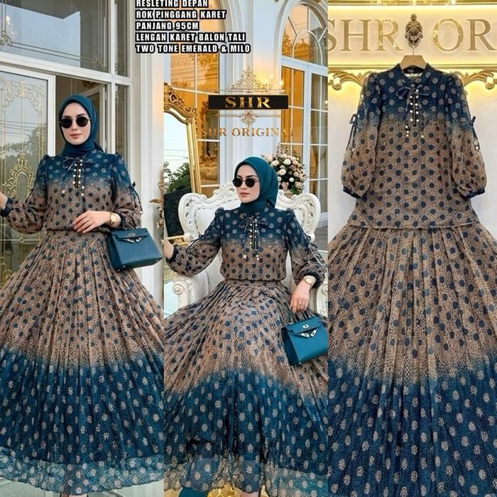 NEW READY !! SETELAN ROK SELIR CINTA BRUKAT GRADASI POLKADOT BY SHR ORI