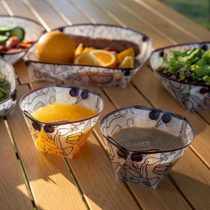 Mangkuk Lipat Silikon Peralatan Makan Outdoor Portable Set Piring & Gelas Lipat untuk Camping/Picnic