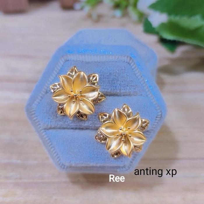 Anting bunga Kendari replika emas asli