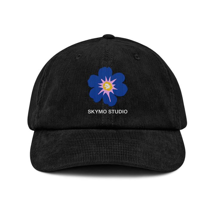Skymo Apparel Baseball Caps Corduroy Flower Black