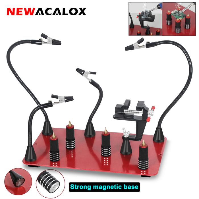 NEWACALOX Third Hand Soldering Tool PCB Holder Four Magnetic Based
