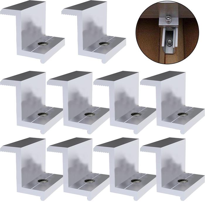 10Pcs PV Solar End Clamp Solar Panel Mount Bracket Side Clamp