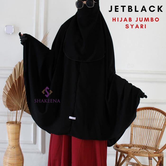 Jilbab jumbo syari jet black / jilbab jumbo jet black