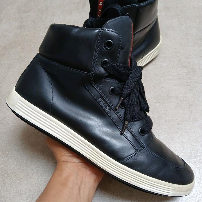 Prada Sport High Top Leather Trainer Sneaker