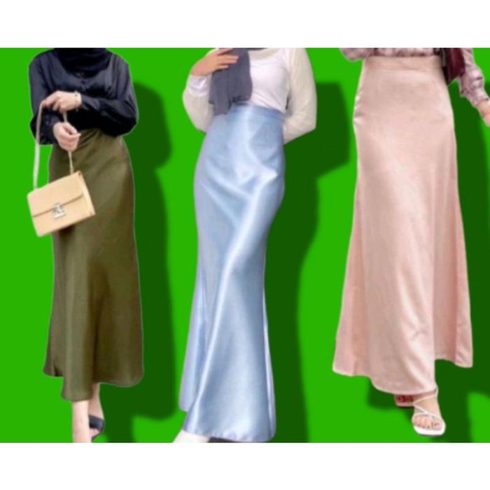 ROK SATIN SILKY SKIRT ROK PANJANG.ROK DUYUNG