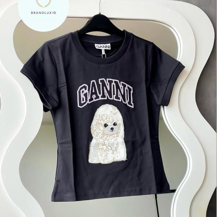 Ganni Poodle Cropped Tshirt Black Phantom