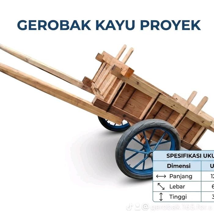 gerobak kayu dorong pasir.