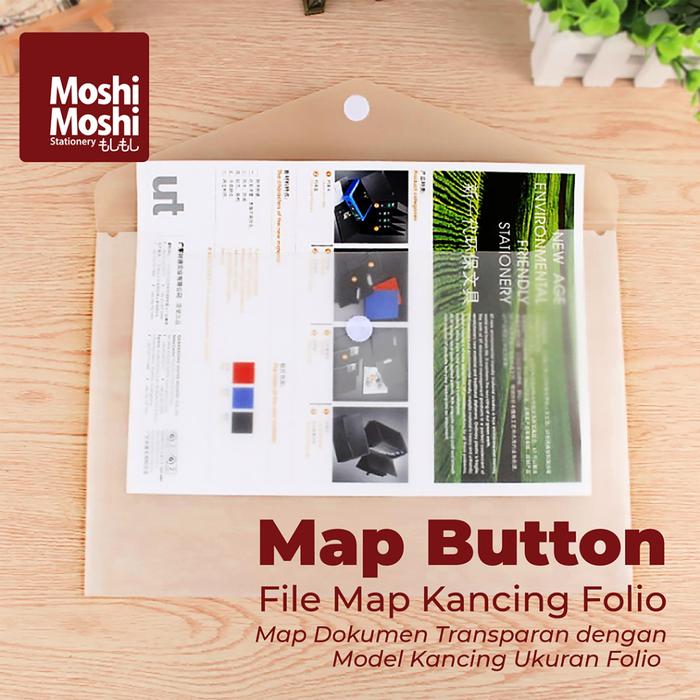Map File Button Folio Clear Transparant Plastik Map Bentuk Kancing Kertas File Dokumen Ukuran F4