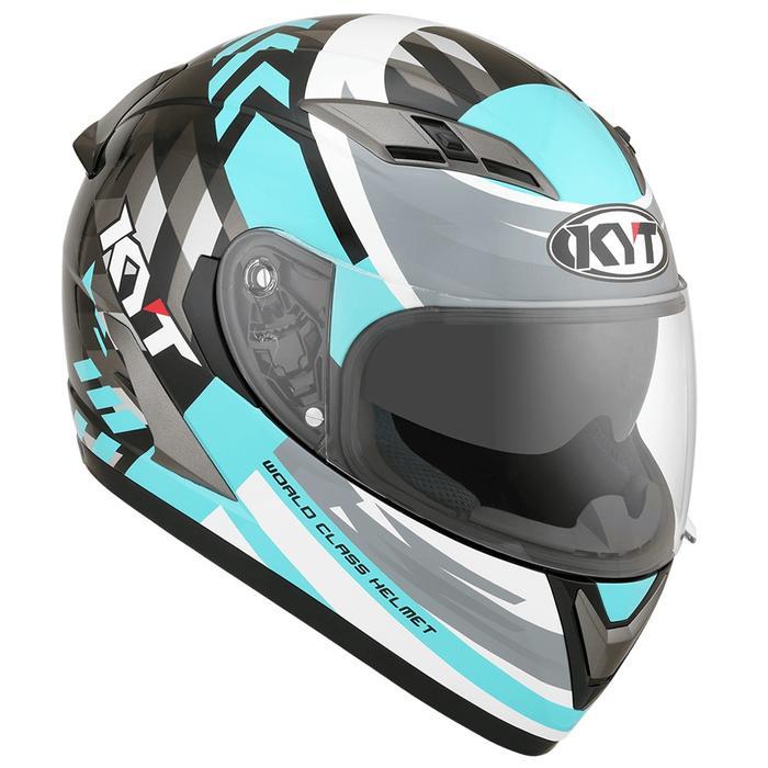 TERPERCAYA HELM KYT FALCON FR FLOW - BLACK/AQUA BLUE