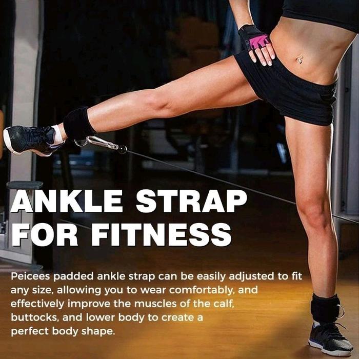ANKLE STRAP FITNESS GYM ADJUSTABLE D-RING PULL PREMINUM STRAP KAKI ANGKLE