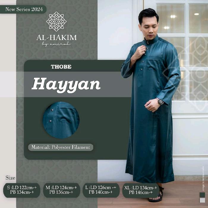 HAYYAN JUBAH KOKO PRIA GAMIS LENGAN PANJANG BAHAN KATUN PREMIUM MOTIF POLOS BY AL HAKIM AMIROH