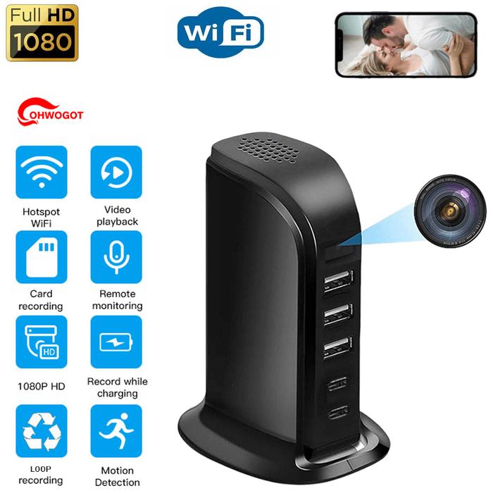 1080P Full HD WIFI Mini Camera USB Charger Camera 5-port USB Wall