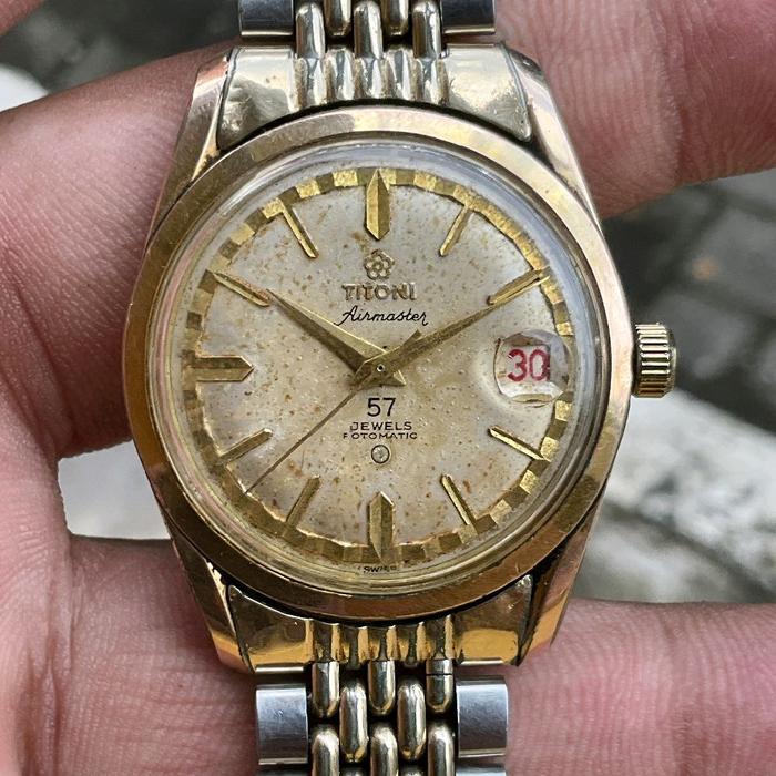 JAM KUNO SWISS  : TITONI AIRMASTER 57 JEWELS GOLD PLATED FULL ORIGINAL SPACE STAR SPACE KING COSMOKI