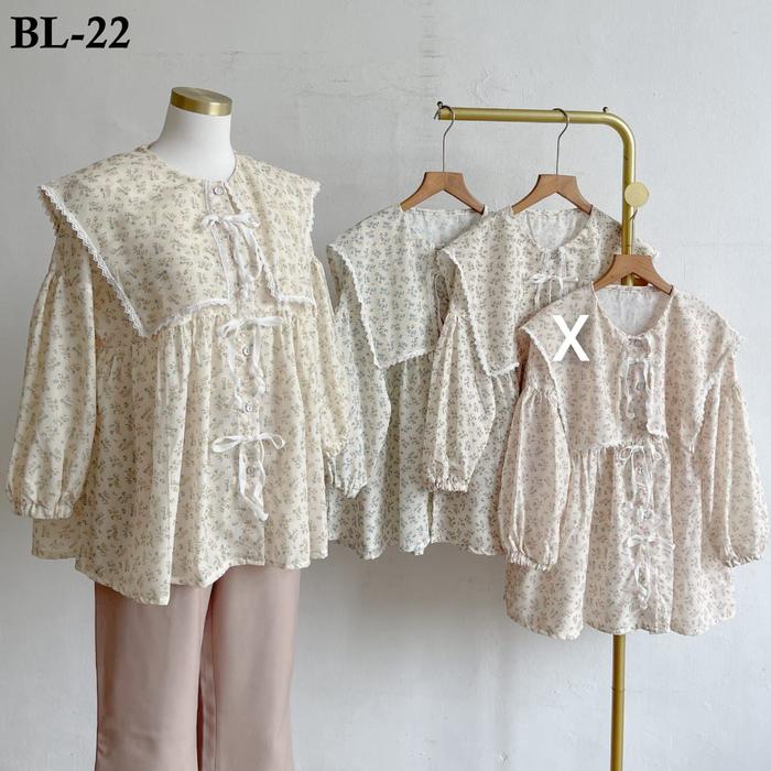 BL 22 Tunik Wanita Kekinian Blouse Wanita Full Kancing Busui Friendly Katun Import Mix Renda Premium