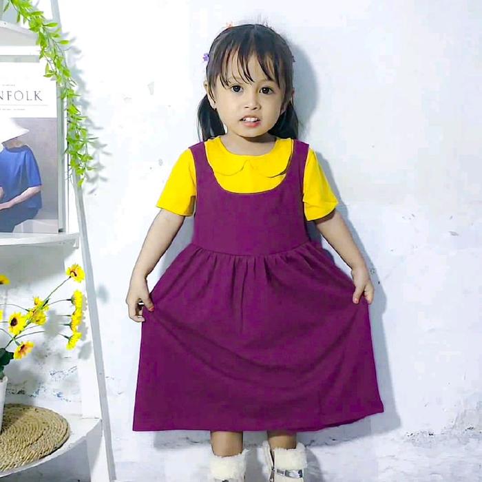 Dress magenta anak perempuan/ dress magenta ubi ungu Cilembu 2-6 tahun
