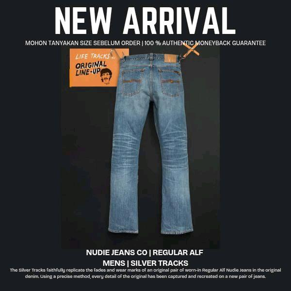 Nudie Jeans Co Reguler Alf Silver Pria Life Tracks Jeans Dengan Tampilan Fleksibel Original 100%