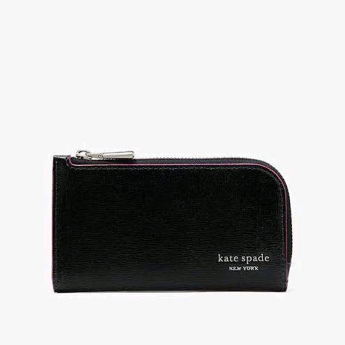 dompet wanita ks devin glitter edge small slim bifold wallet black multi sj